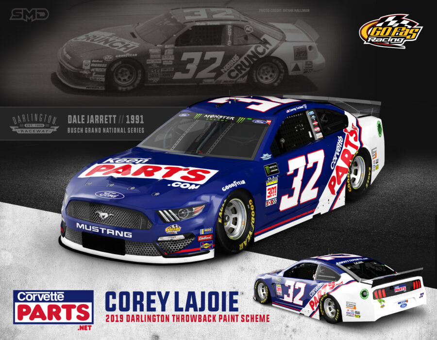 2019 Monster Energy NASCAR Cup Series Corvette Parts Throwback Paint Scheme Design - Corey LaJoie