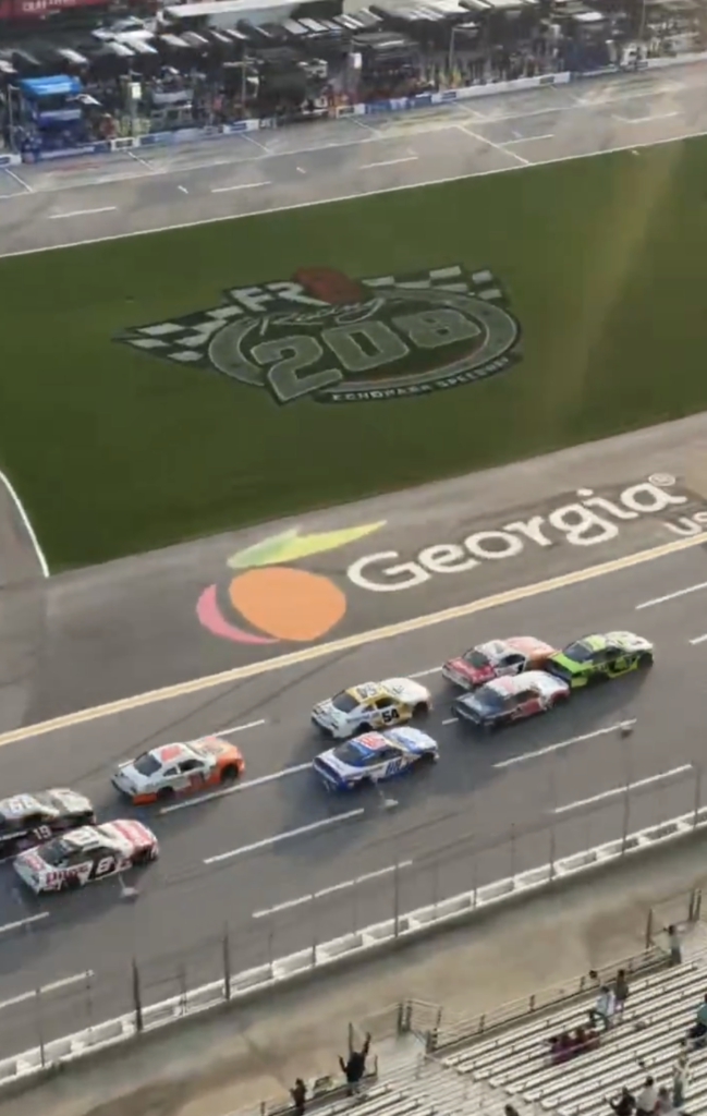 Fr8 Racing 208 race logo painted in the infield at EchoPark Speedway in Atlanta. 